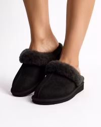 SANDEFJORD Sheepskin Slippers - Black (EU36-EU41)