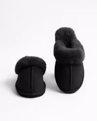 SANDEFJORD Sheepskin Slippers - Black (EU36-EU41)
