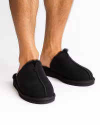 STAVANGER Sheepskin Slippers Men - Black (EU40-EU46)