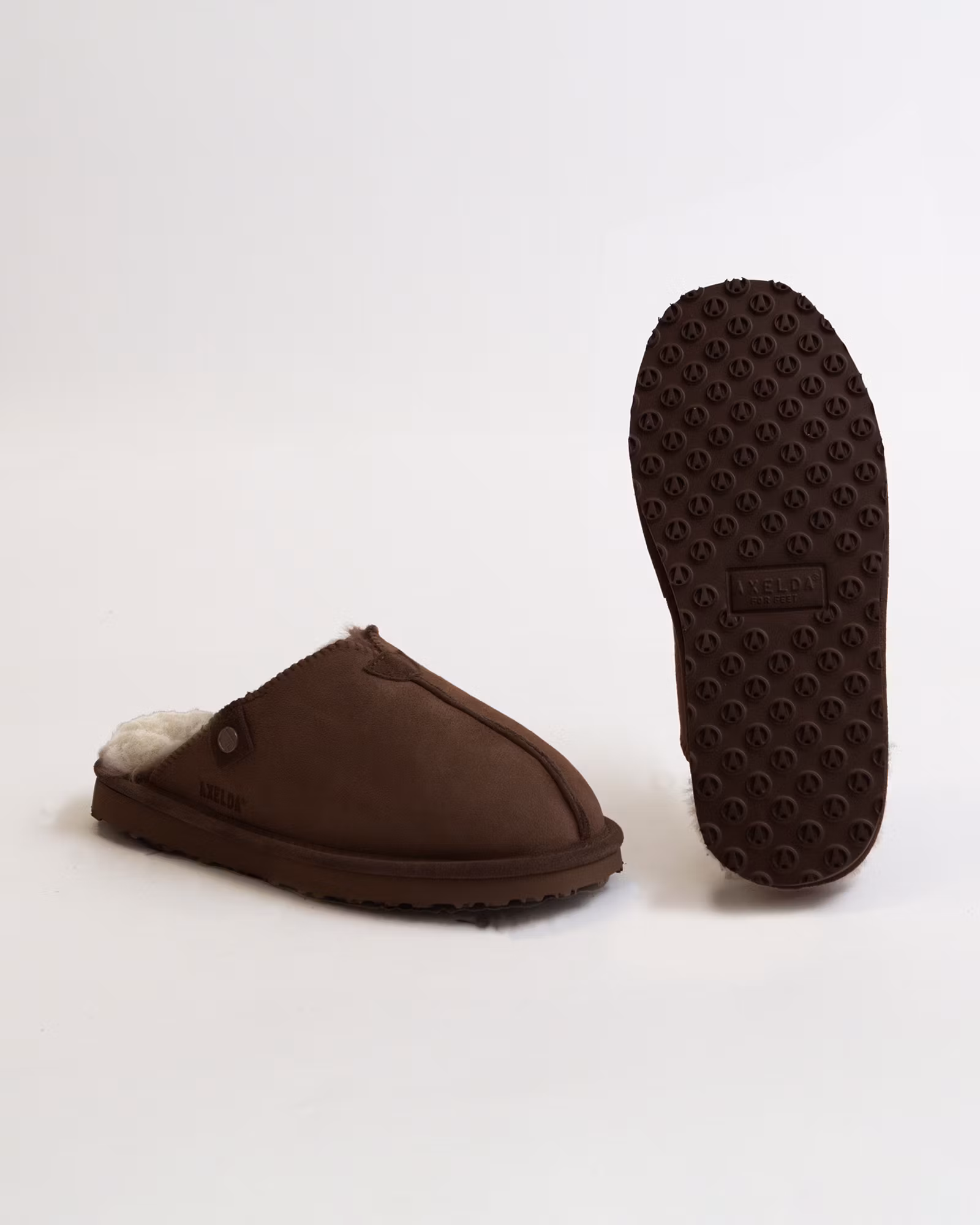 ÅBO lampaannahkaiset tohvelit, Axelda - ruskea/kermanvärinen