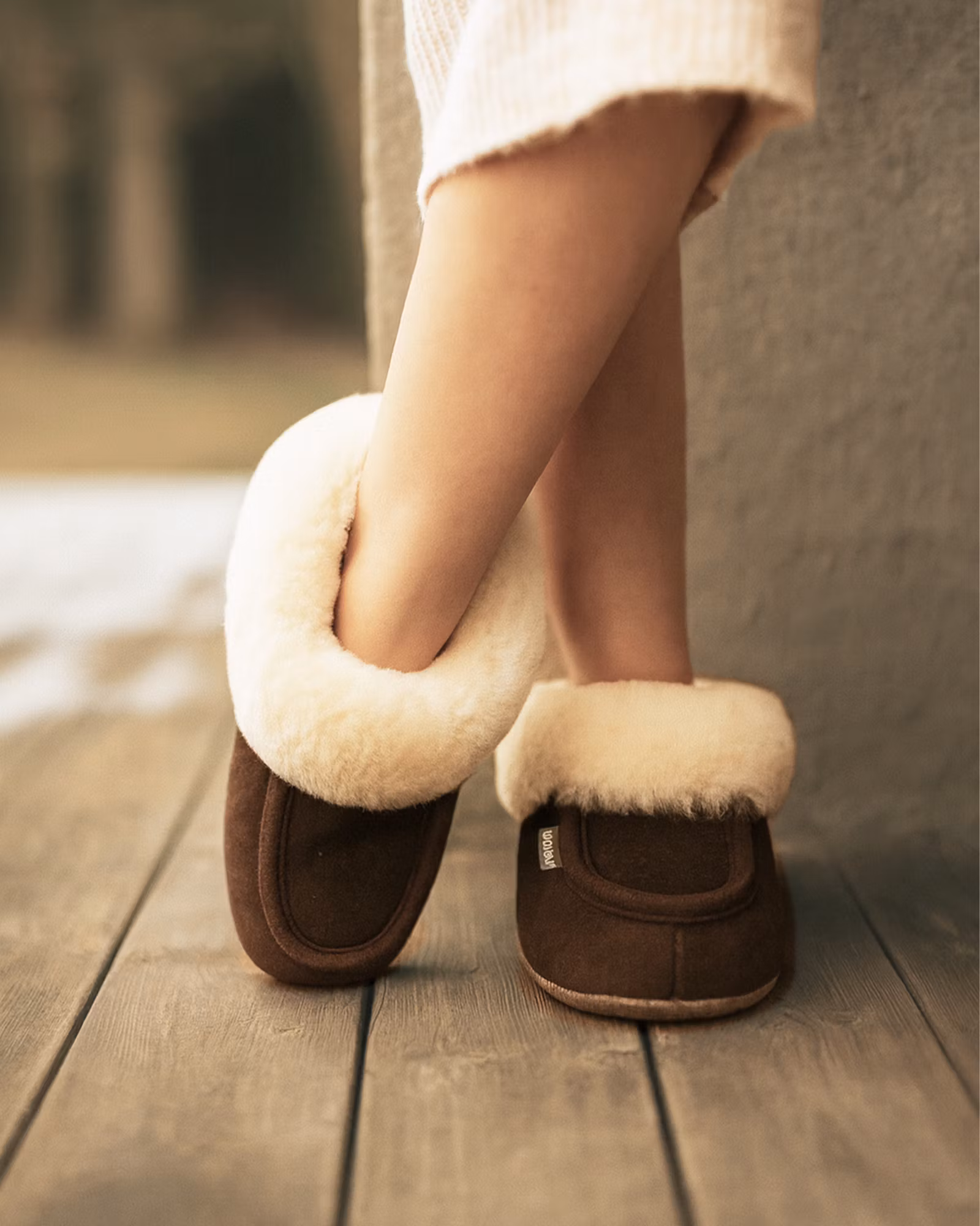 LONDON Sheepskin Slippers, Axelda - Chocolate/Crème
