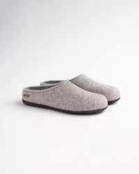 BERGEN Wool slippers, Anti-slip Sole - Light Grey
