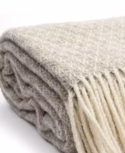 Ohut villahuopa Jacquard – Taupe/Vit