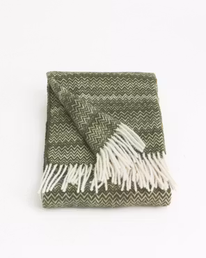 Ohut villahuopa Zick-Zack – vihreä/valkoinen