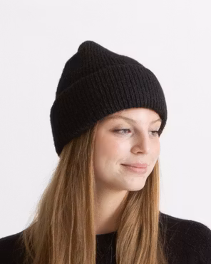Paksu Ribbed Beanie - Musta