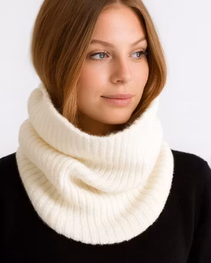 Putkihuivi Paksu Ribbed - Luonnonvalkoinen