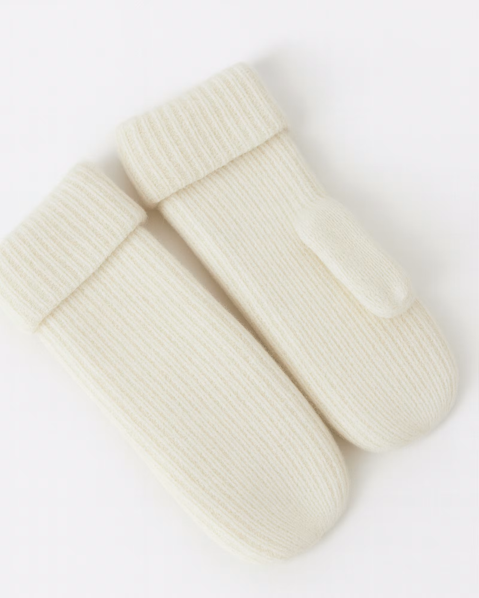 Peukalo lapaset Rib-neulosta fleecevuorilla - Luonnonvalkoinen