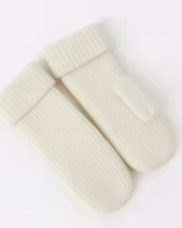 Tumvantar Ribbstickad med fleecefoder - Off White