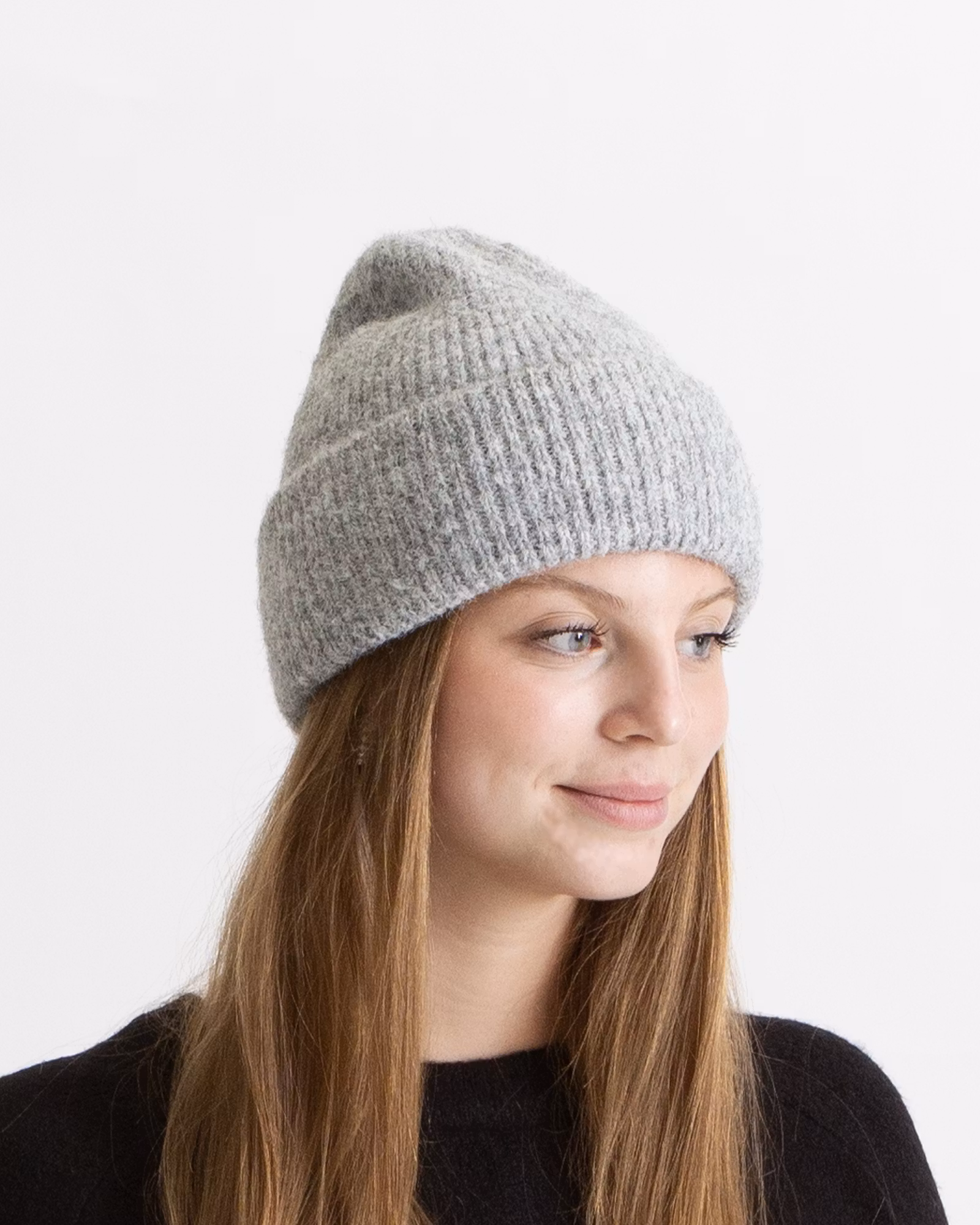 Paksu Ribbed Beanie - Harmaa Meleerattu