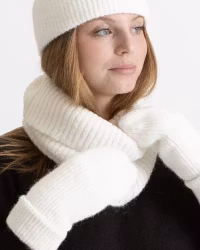 Tumvantar Ribbstickad med fleecefoder - Off White