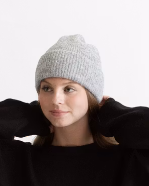 Paksu Ribbed Beanie - Harmaa Meleerattu