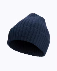 Wool Beanie 2x2Ribb Herr - Marin