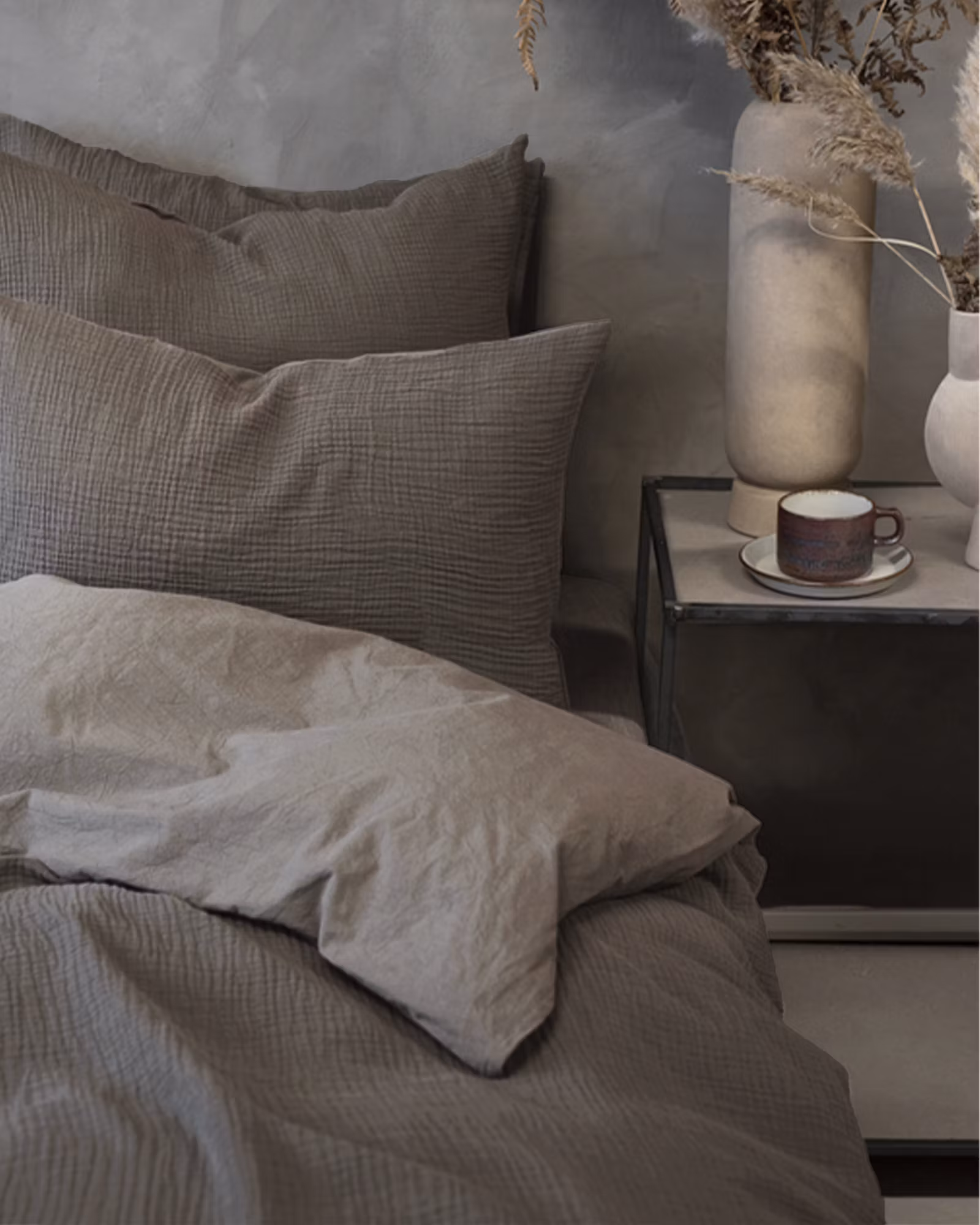 Rolling Puuvillamusliini, Pussilakanasetti 2 osaa - Antracite