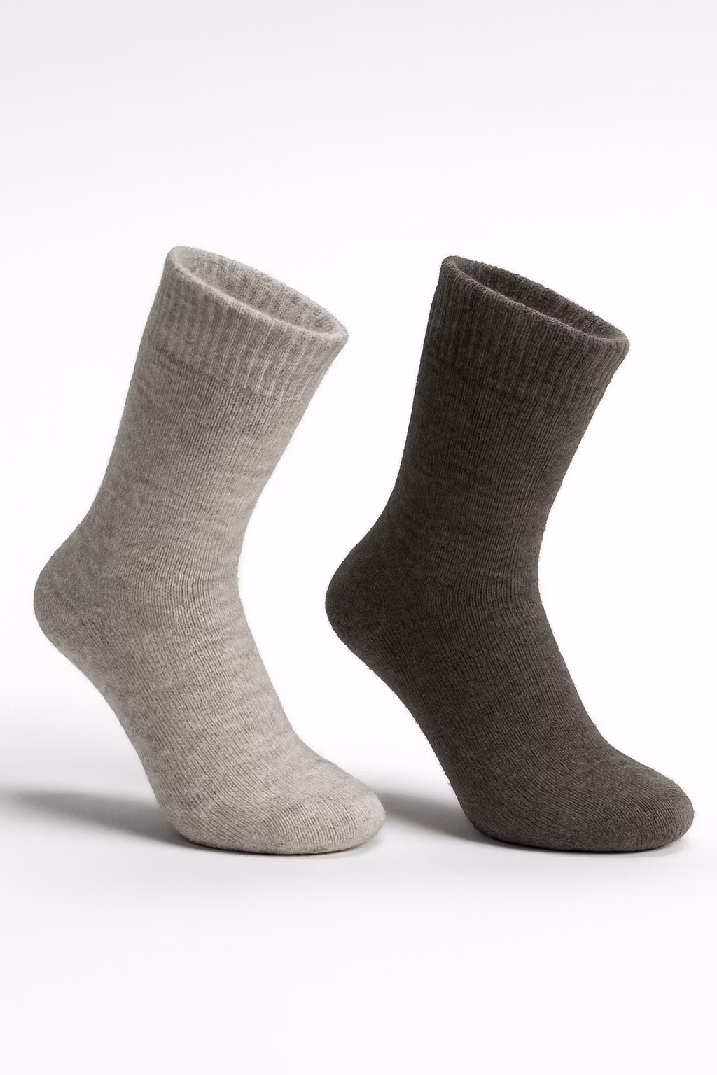 Alpakka- ja merinovillasukat – Pehmeät ja lämpimät | Grismedio–Antrasiitinväriset 2 kpl