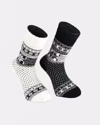 Sockor Ullfrotté Snowstar, 2-pack Svart/Vit