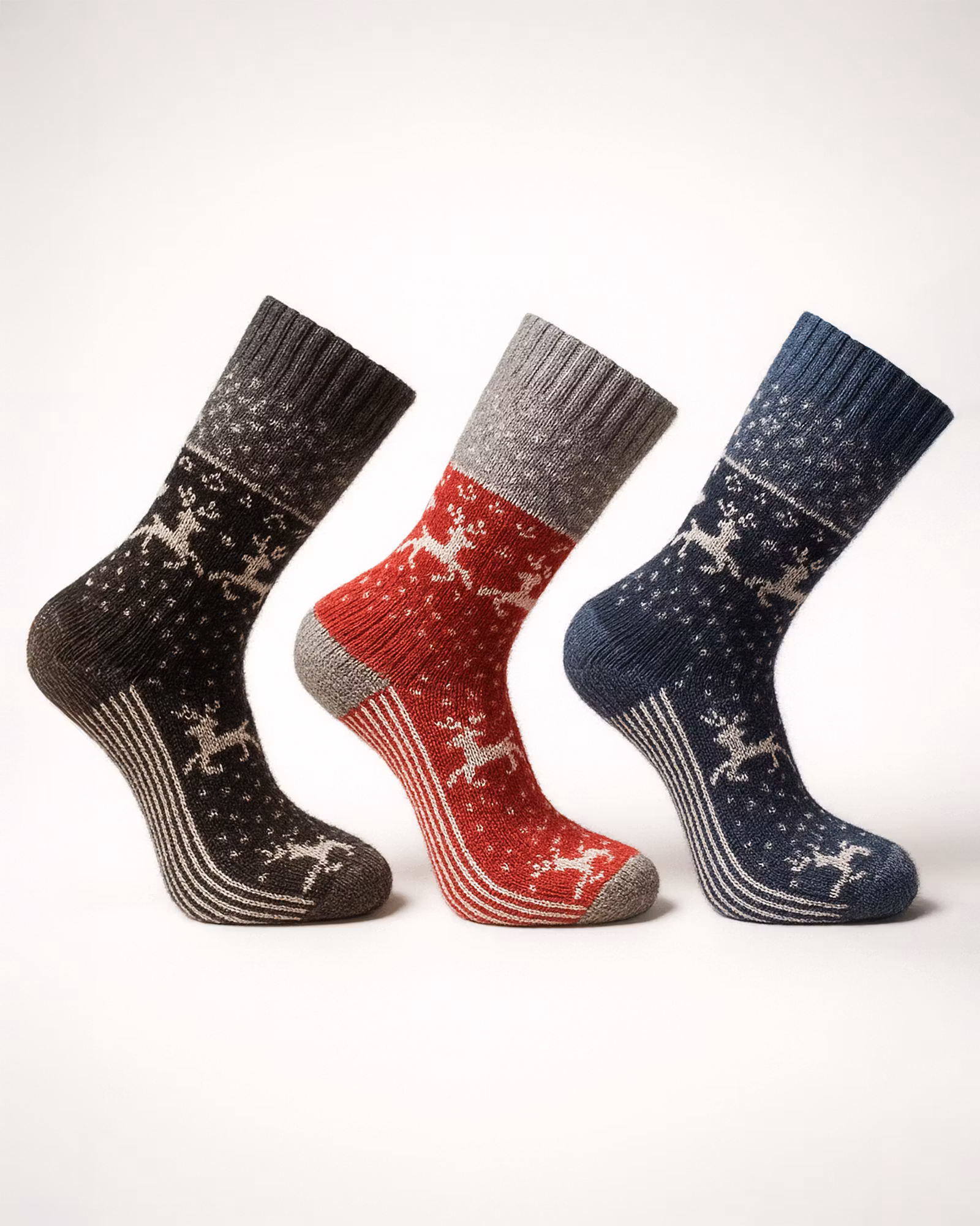 Villafrotee-sukat, 3-pakkaus, poronkuvio - lämpimät, pehmeät ja mukavat