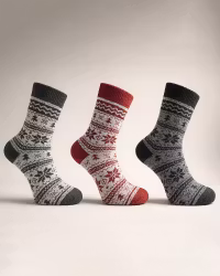 Ullfrottésockor – 3-pack Valdis-Mönster | Varm, Mjuk & Komfortabel
