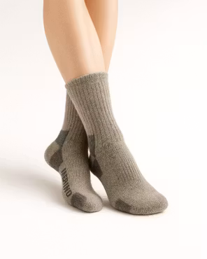 Vaellusmerinovillasukat, täysfrotee, harmaa, 2 paria