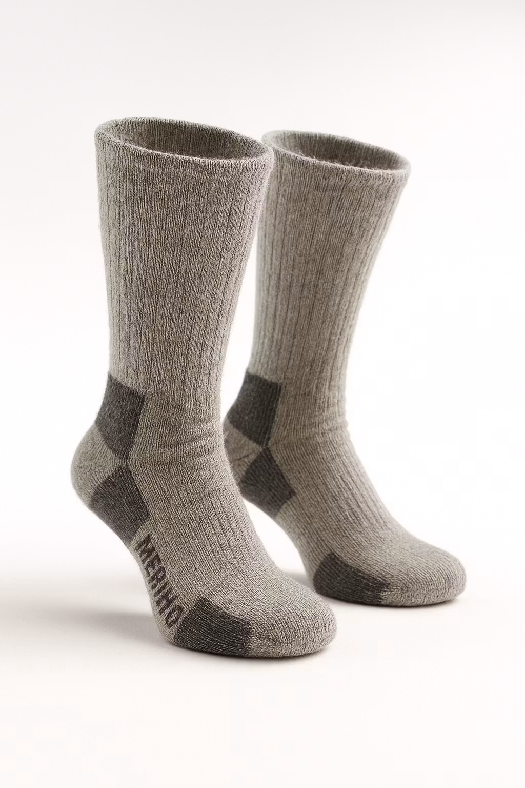 Vaellusmerinovillasukat, täysfrotee, harmaa, 2 paria