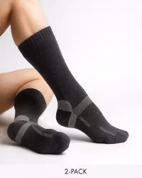 Alpine Skidsockor i Ull, 2-pack - Svart/Grå