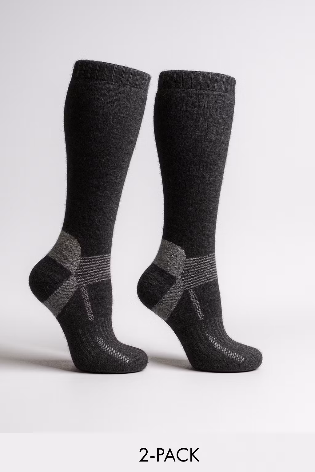 Villaiset alppihiihtosukat, 2 kpl - Musta/Harmaa