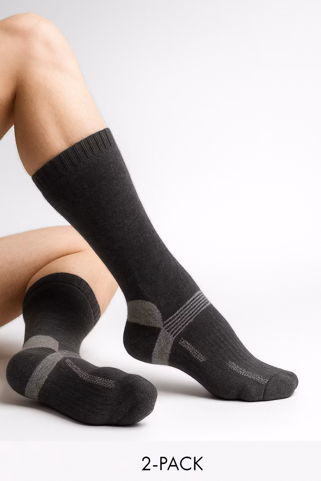 Villaiset alppihiihtosukat, 2 kpl - Musta/Harmaa