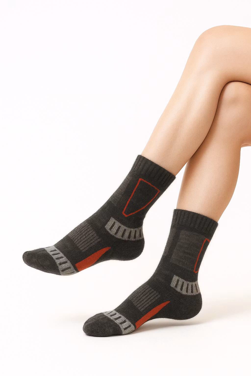 Hiihtovillasukat, 2 kpl - Musta/Harmaa/Punainen