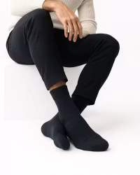 Tunn Merinoull Strumpa, Svart 3-par