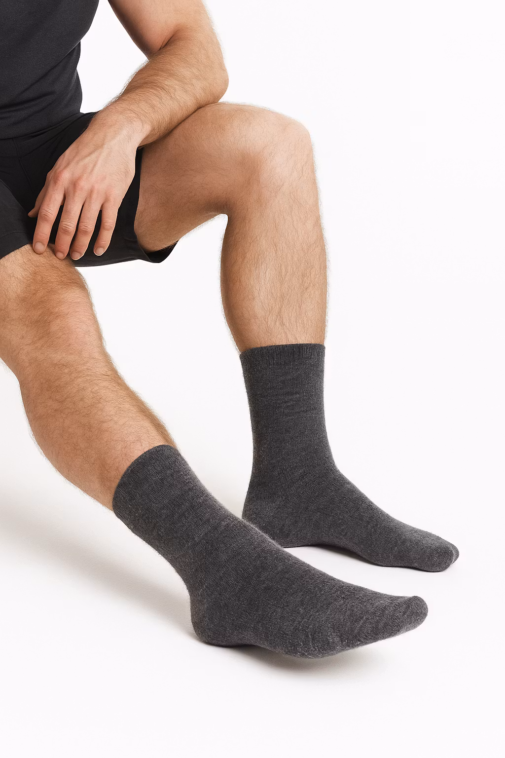 Ohuet merinovillasukat, antrasiitti, 3 paria