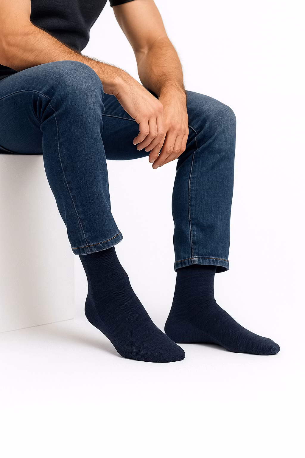 Ohuet merinovillasukat, laivastonsiniset, 3 paria