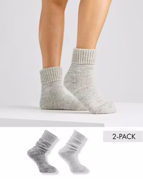 Eskimo-sukat Melange, 2 paria Harmaa - Vaaleanharmaa