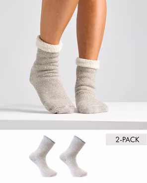 Villafrotee-sukat, 2 paria - Beige/Valkoinen