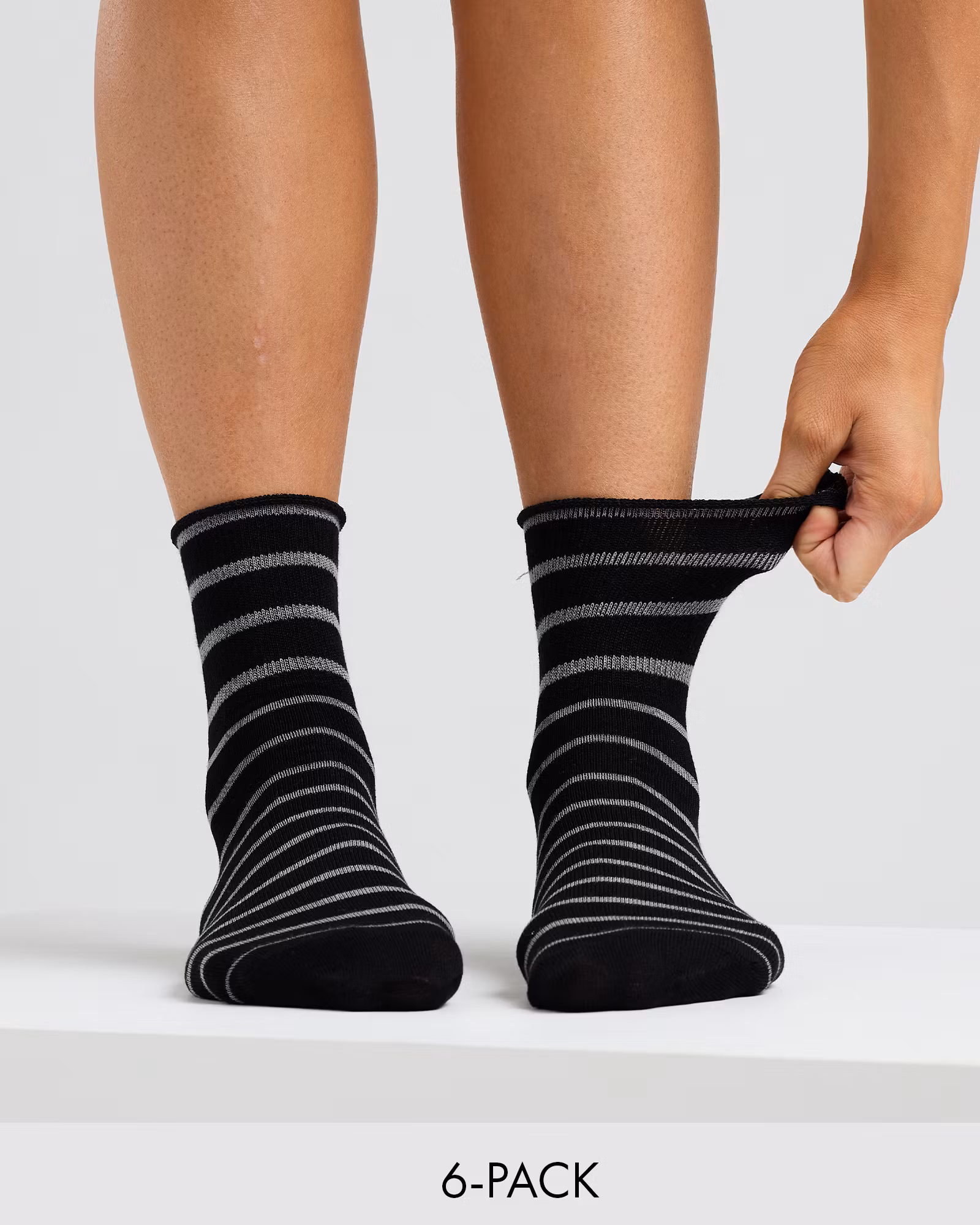 Kiristämättömät Bambusukat, Lyhyt Vartinen BAMBU - Musta/Valkoraidalliset raidallinen 6 paria