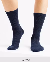 Lösresår Strumpor Bomull - Marin 6 par