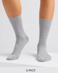 Lösresår Strumpor Bomull, Ljusgrå 6-par