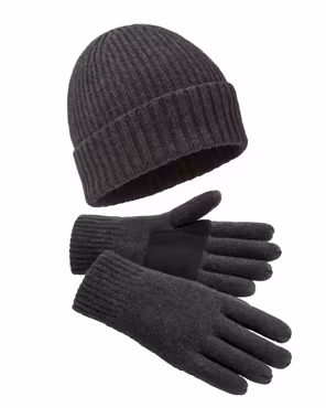 Miesten villavaatesetti – pipo ja hanskat | Fleecevuorillinen Thinsulate