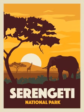 Serengeti. Grafisk poster