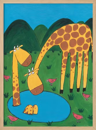 Giraffer vid vattnet