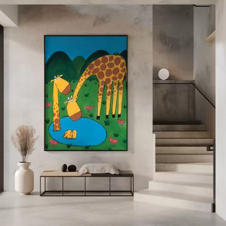 Giraffer vid vattnet