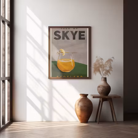 Isle Of Skye Scotland Scotch Cocktail Travel Poster