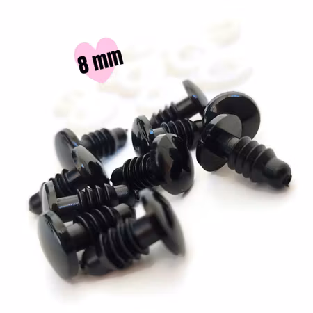 Platta 8 mm säkerhetsögon • amigurumi ögon • virka • safety eyes • nalleögon