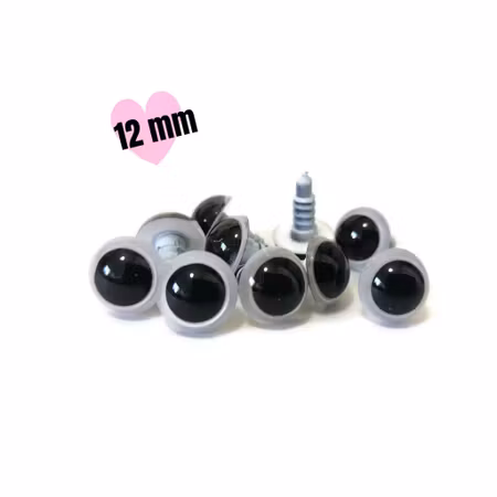 Svart/Vita 12 mm säkerhetsögon • amigurumi ögon • virka • safety eyes • nalleögon