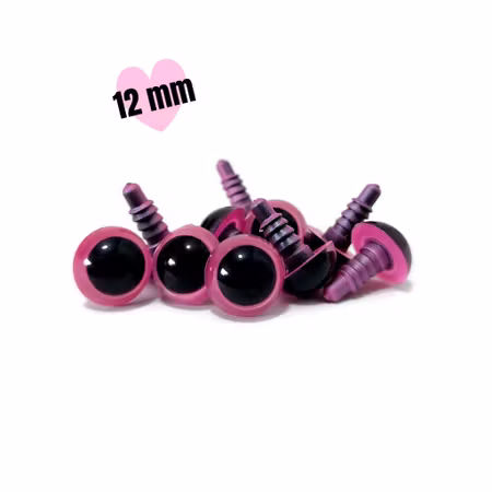 Rosa 12 mm säkerhetsögon • amigurumi ögon • virka • safety eyes • nalleögon