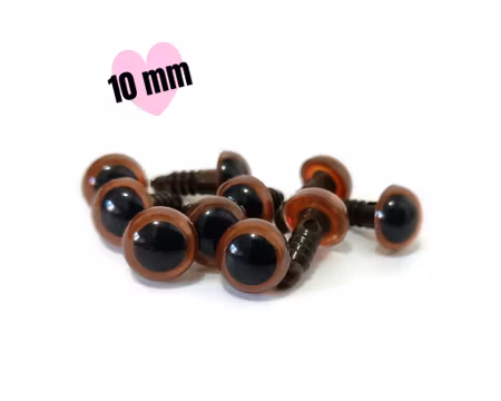 Brun 10 mm säkerhetsögon • amigurumi ögon • virka • safety eyes • nalleögon
