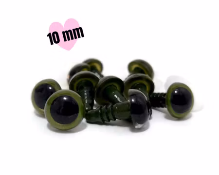 Gröna 10 mm säkerhetsögon • amigurumi ögon • virka • safety eyes • nalleögon