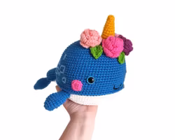 VIRKMÖNSTER Narval Rainbow Bubble • Narwhale • amigurumi virkbeskrivning • crochetbykim • PDF
