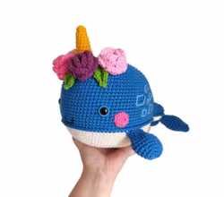 VIRKMÖNSTER Narval Rainbow Bubble • Narwhale • amigurumi virkbeskrivning • crochetbykim • PDF