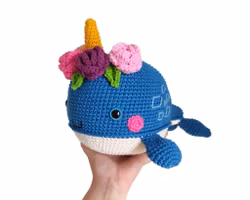 VIRKMÖNSTER Narval Rainbow Bubble • Narwhale • amigurumi virkbeskrivning • crochetbykim • PDF