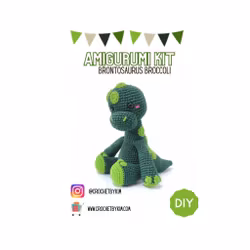 Amigurumi kit Grön Brontosaurus Broccoli • Dinosaurie • Virkset gosedjur • DIY-kit • Crochetbykim