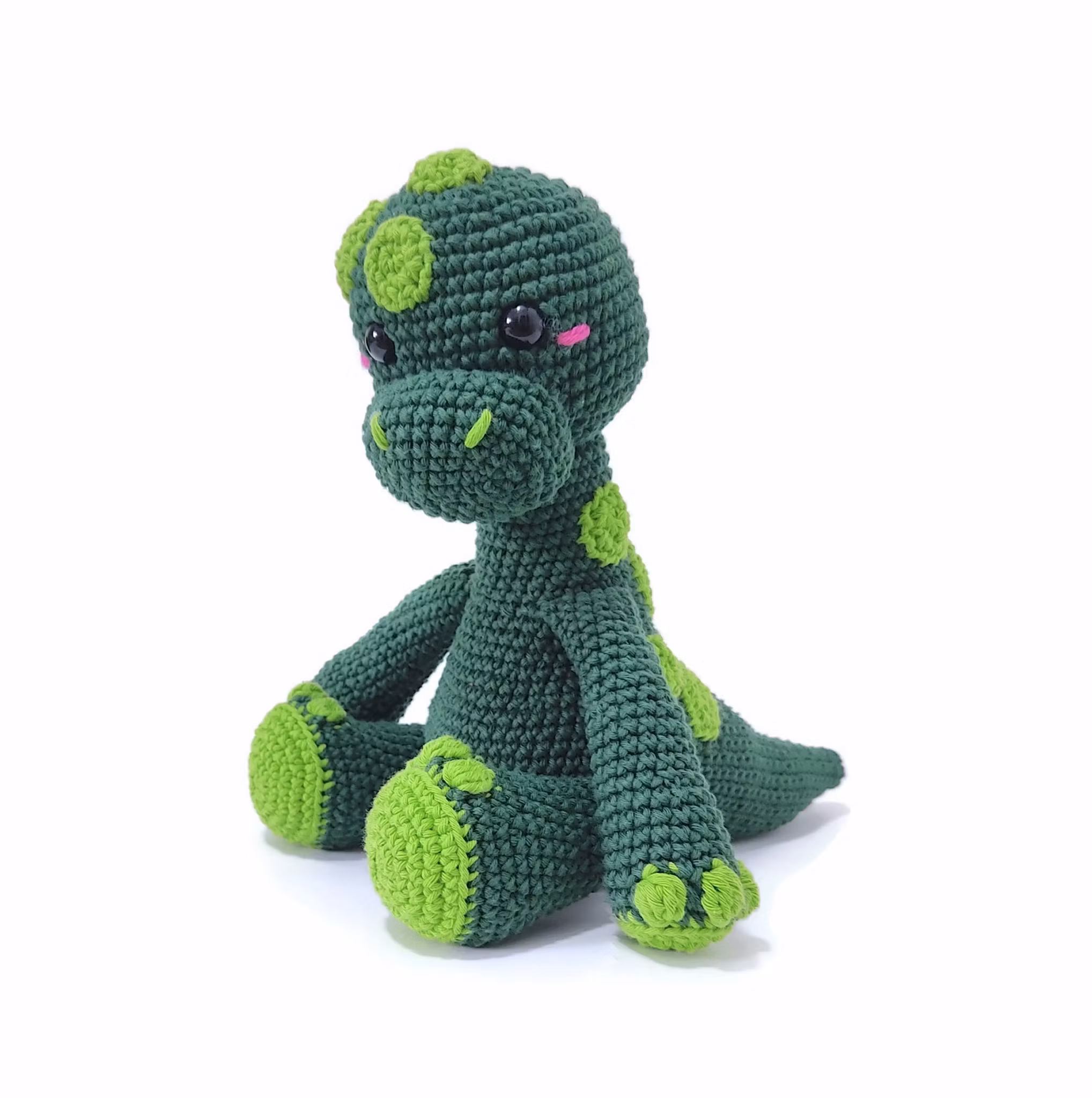 Amigurumi kit Grön Brontosaurus Broccoli • Dinosaurie • Virkset gosedjur • DIY-kit • Crochetbykim